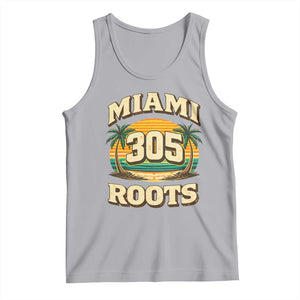 Vintage Miami 305 Roots Tank Top Retro Sunset Palm Trees Florida Natives TS02 Athletic Heather Print Your Wear