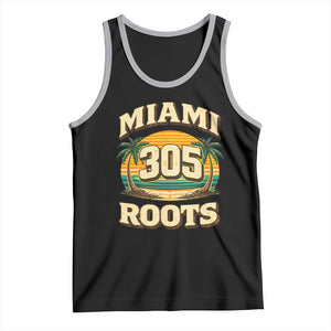 Vintage Miami 305 Roots Tank Top Retro Sunset Palm Trees Florida Natives TS02 Black Athletic Heather Print Your Wear