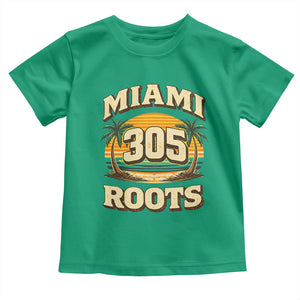 Vintage Miami 305 Roots Toddler T Shirt Retro Sunset Palm Trees Florida Natives TS02 Irish Green Print Your Wear