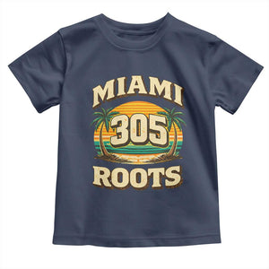 Vintage Miami 305 Roots Toddler T Shirt Retro Sunset Palm Trees Florida Natives TS02 Navy Print Your Wear