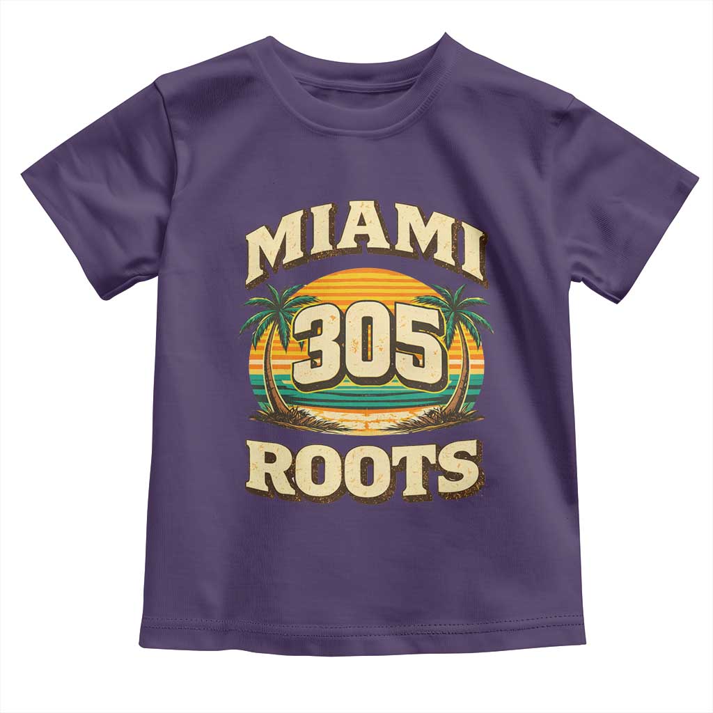 Vintage Miami 305 Roots Toddler T Shirt Retro Sunset Palm Trees Florida Natives TS02 Purple Print Your Wear