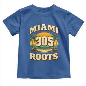 Vintage Miami 305 Roots Toddler T Shirt Retro Sunset Palm Trees Florida Natives TS02 Royal Blue Print Your Wear