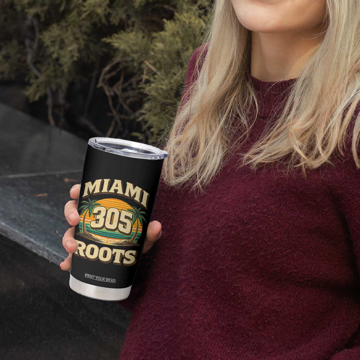 Vintage Miami 305 Roots Tumbler Cup Retro Sunset Palm Trees Florida Natives TS02 Print Your Wear