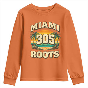 Vintage Miami 305 Roots Youth Sweatshirt Retro Sunset Palm Trees Florida Natives TS02 Orange Print Your Wear