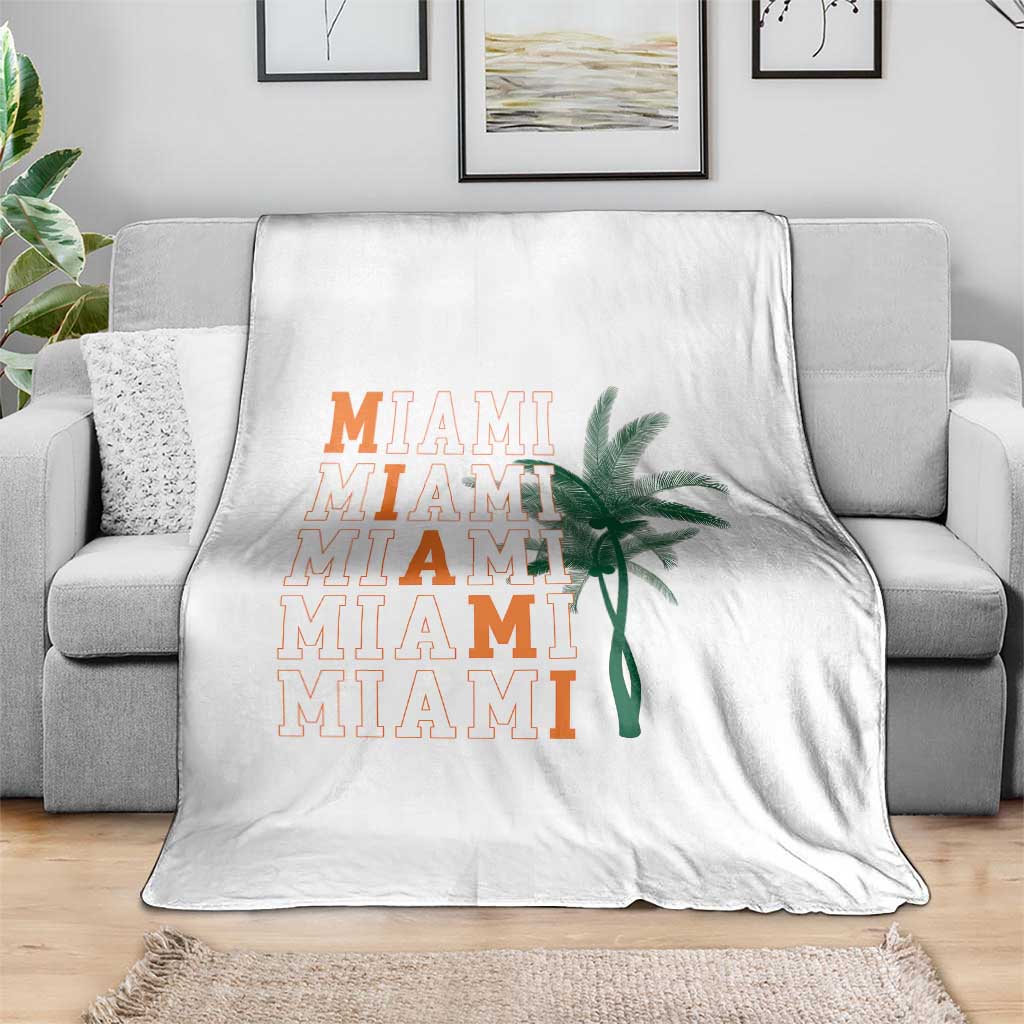 Miami Pride Palm Tree Graphic Throw Blanket Orange and Green Tropical City Vibes TS02 Print Your Wear