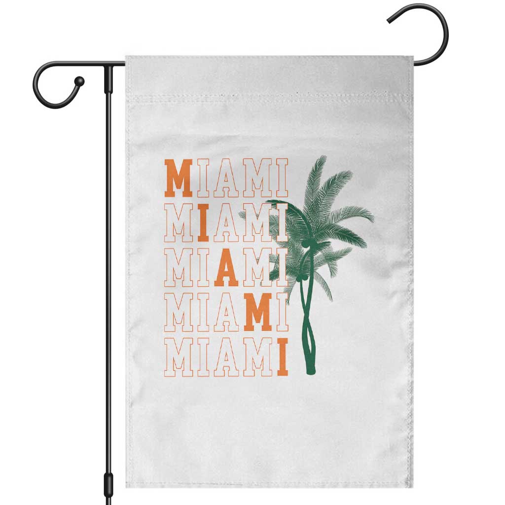 Miami Pride Palm Tree Graphic Garden Flag Orange and Green Tropical City Vibes TS02 White Print Your Wear