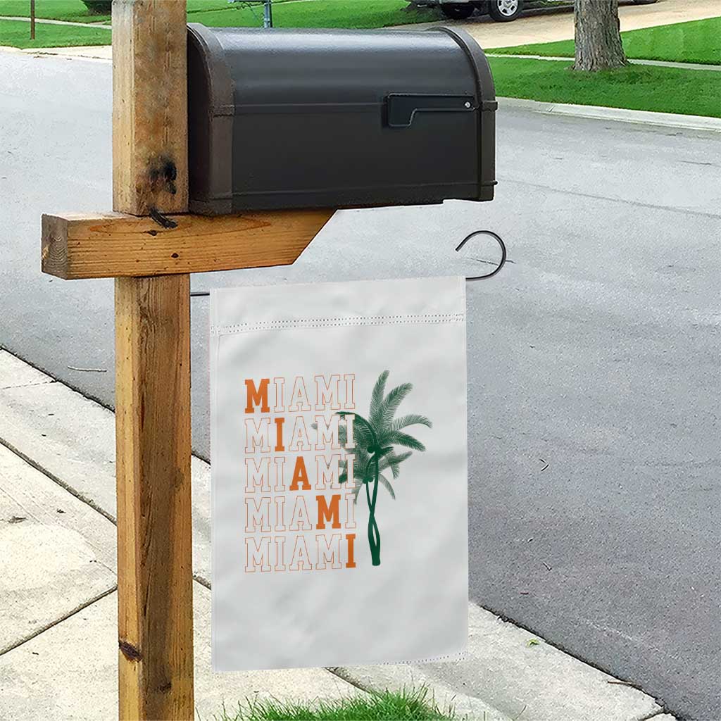 Miami Pride Palm Tree Graphic Garden Flag Orange and Green Tropical City Vibes TS02 Print Your Wear