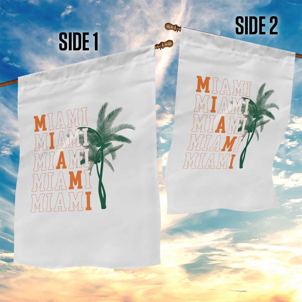Miami Pride Palm Tree Graphic Garden Flag Orange and Green Tropical City Vibes TS02 Print Your Wear