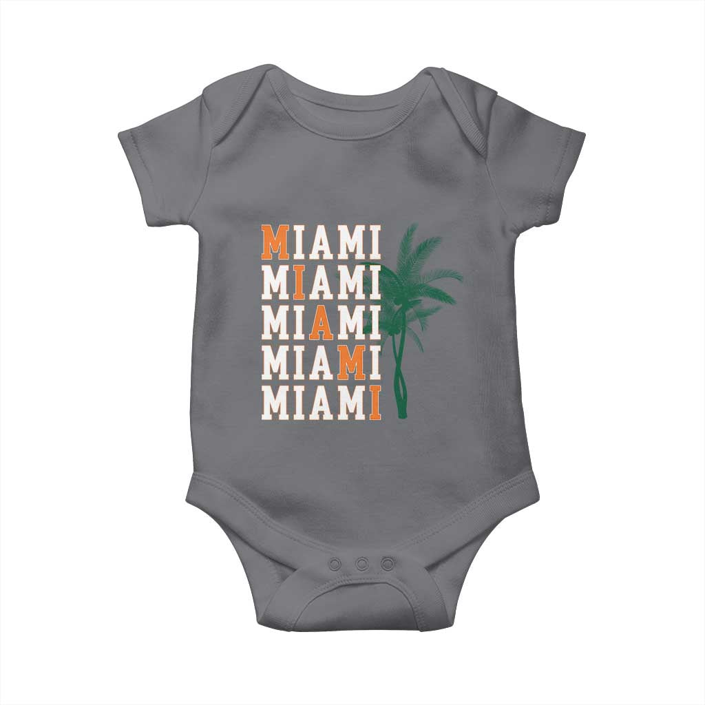 Miami Pride Palm Tree Graphic Baby Onesie Orange and Green Tropical City Vibes TS02 Charcoal Print Your Wear