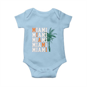 Miami Pride Palm Tree Graphic Baby Onesie Orange and Green Tropical City Vibes TS02 Light Blue Print Your Wear