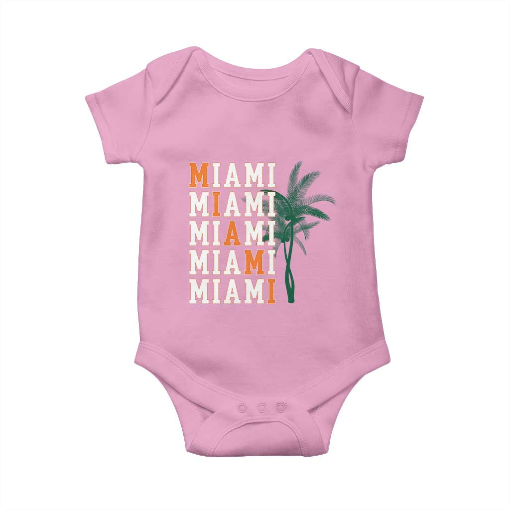 Miami Pride Palm Tree Graphic Baby Onesie Orange and Green Tropical City Vibes TS02 Light Pink Print Your Wear