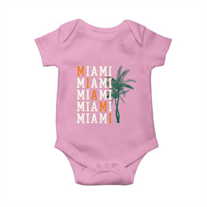 Miami Pride Palm Tree Graphic Baby Onesie Orange and Green Tropical City Vibes TS02 Light Pink Print Your Wear