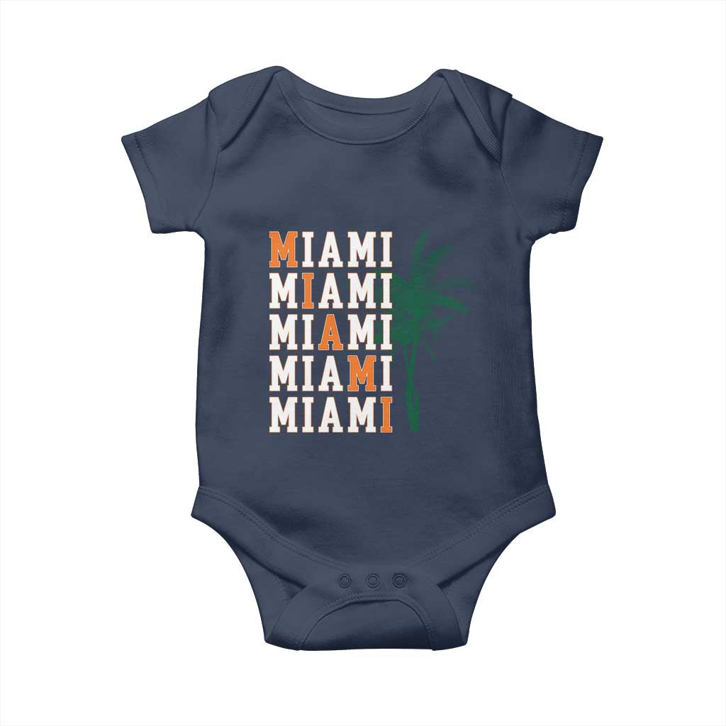Miami Pride Palm Tree Graphic Baby Onesie Orange and Green Tropical City Vibes TS02 Navy Print Your Wear