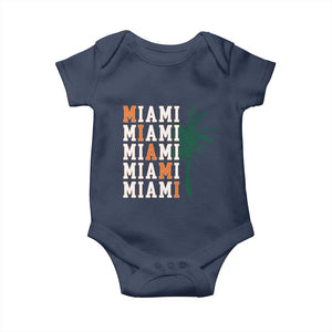 Miami Pride Palm Tree Graphic Baby Onesie Orange and Green Tropical City Vibes TS02 Navy Print Your Wear