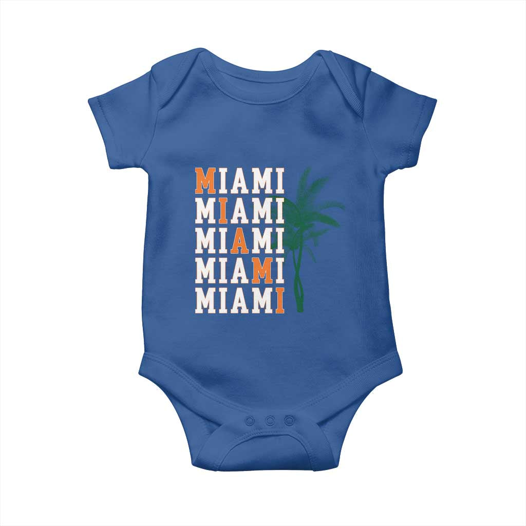 Miami Pride Palm Tree Graphic Baby Onesie Orange and Green Tropical City Vibes TS02 Royal Blue Print Your Wear