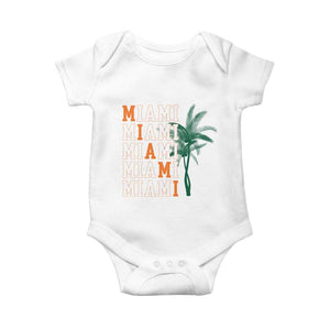 Miami Pride Palm Tree Graphic Baby Onesie Orange and Green Tropical City Vibes TS02 White Print Your Wear