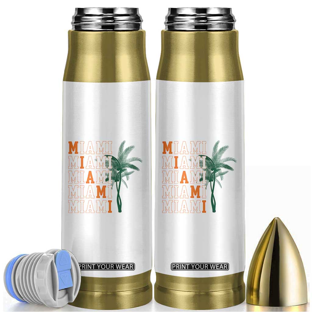 Miami Pride Palm Tree Graphic Bullet Tumbler Orange and Green Tropical City Vibes TS02 White Print Your Wear