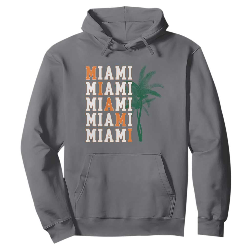 Miami Pride Palm Tree Graphic Hoodie Orange and Green Tropical City Vibes TS02 Charcoal Print Your Wear