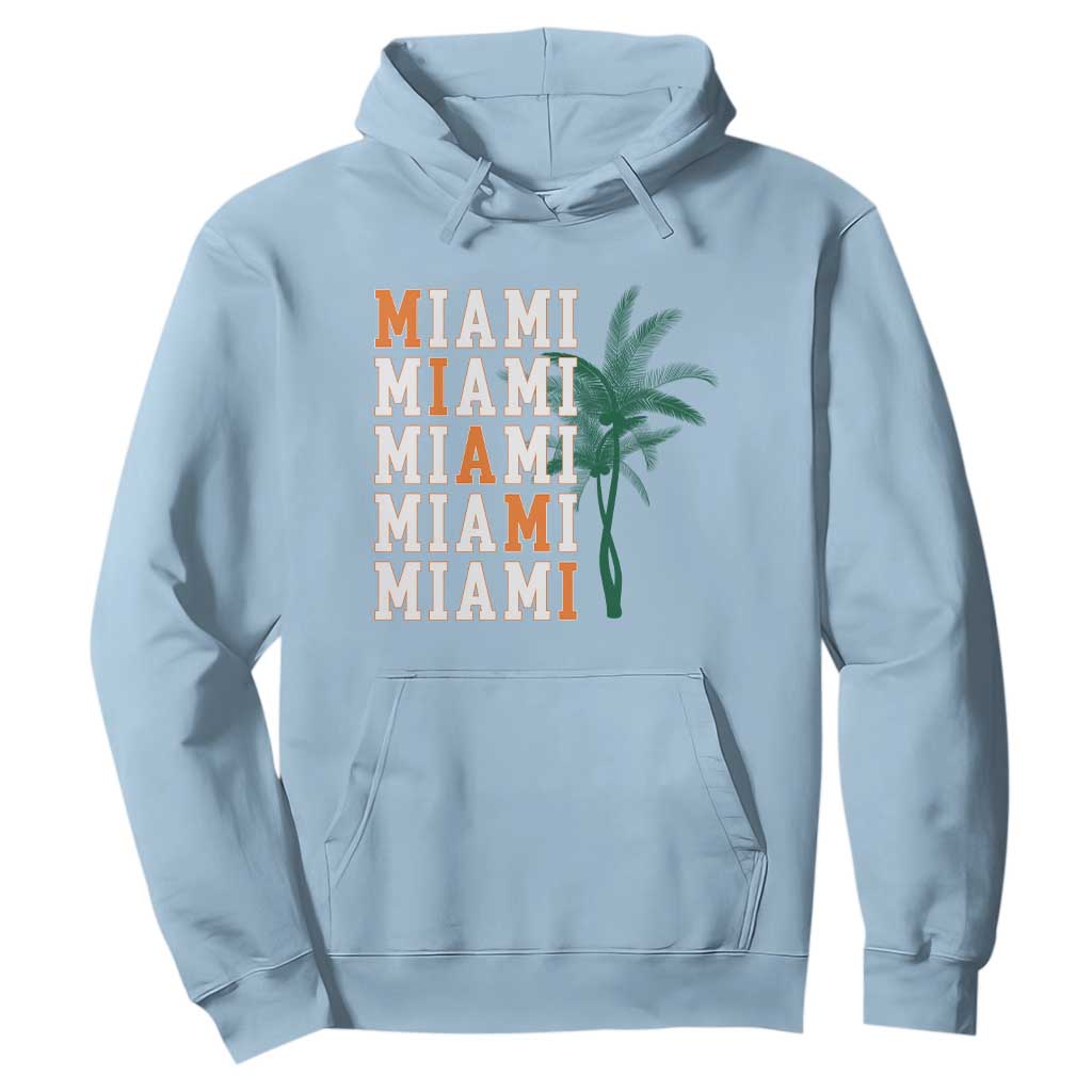 Miami Pride Palm Tree Graphic Hoodie Orange and Green Tropical City Vibes TS02 Light Blue Print Your Wear
