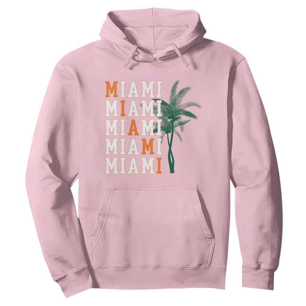 Miami Pride Palm Tree Graphic Hoodie Orange and Green Tropical City Vibes TS02 Light Pink Print Your Wear