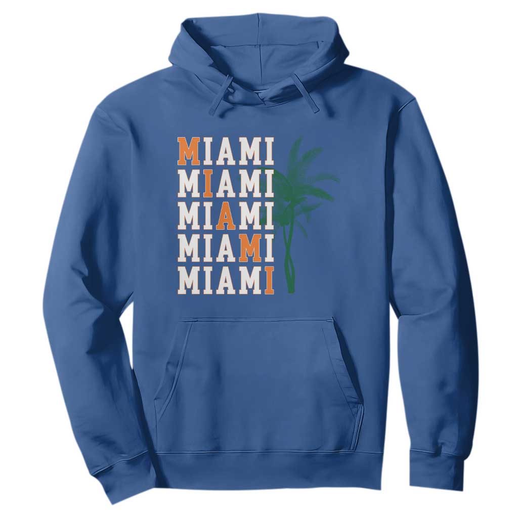 Miami Pride Palm Tree Graphic Hoodie Orange and Green Tropical City Vibes TS02 Royal Blue Print Your Wear