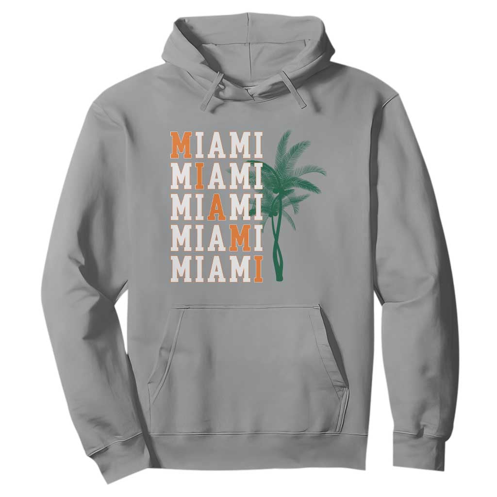 Miami Pride Palm Tree Graphic Hoodie Orange and Green Tropical City Vibes TS02 Sport Gray Print Your Wear