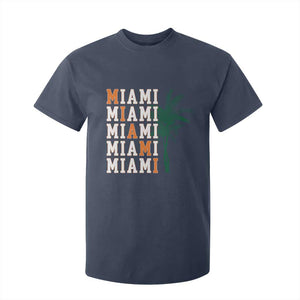 Miami Pride Palm Tree Graphic T Shirt For Kid Orange and Green Tropical City Vibes TS02 Navy Print Your Wear
