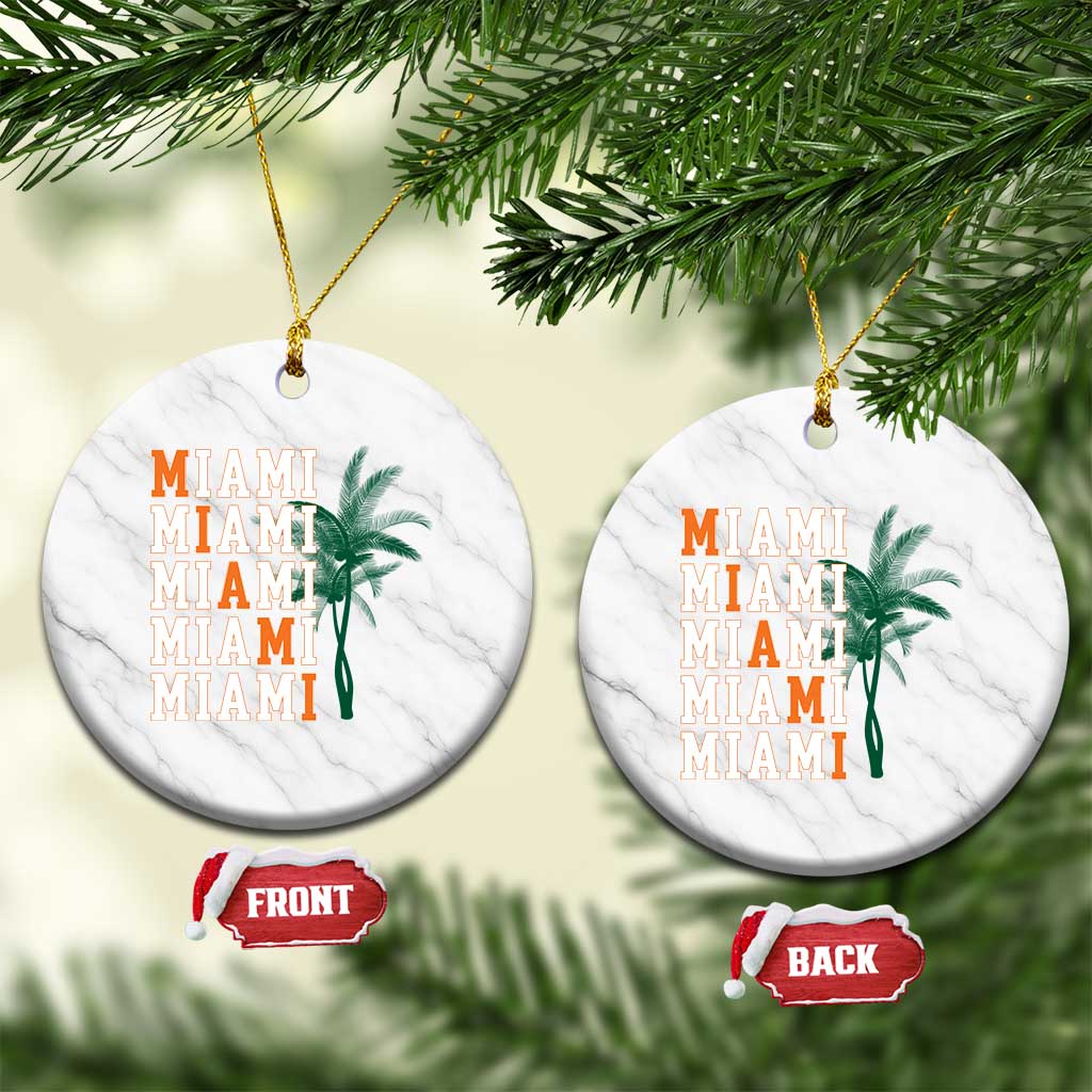 Miami Pride Palm Tree Graphic Ceramic Ornament Orange and Green Tropical City Vibes TS02 1pc White Marble Print Your Wear