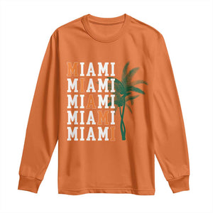 Miami Pride Palm Tree Graphic Long Sleeve Shirt Orange and Green Tropical City Vibes TS02 Orange Print Your Wear