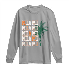 Miami Pride Palm Tree Graphic Long Sleeve Shirt Orange and Green Tropical City Vibes TS02 Sport Gray Print Your Wear