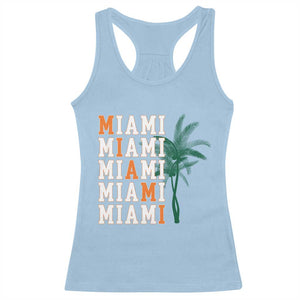 Miami Pride Palm Tree Graphic Racerback Tank Top Orange and Green Tropical City Vibes TS02 Light Blue Print Your Wear
