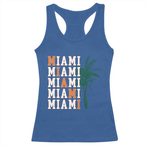 Miami Pride Palm Tree Graphic Racerback Tank Top Orange and Green Tropical City Vibes TS02 Royal Blue Print Your Wear