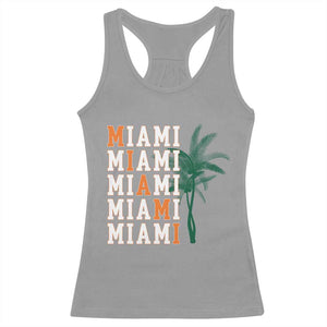 Miami Pride Palm Tree Graphic Racerback Tank Top Orange and Green Tropical City Vibes TS02 Sport Gray Print Your Wear