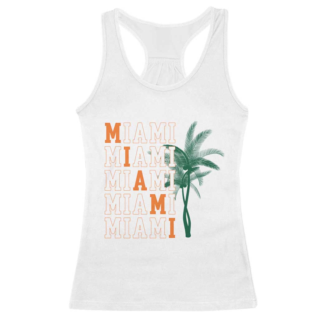 Miami Pride Palm Tree Graphic Racerback Tank Top Orange and Green Tropical City Vibes TS02 White Print Your Wear