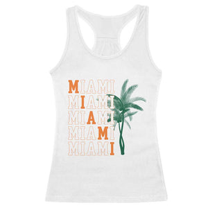 Miami Pride Palm Tree Graphic Racerback Tank Top Orange and Green Tropical City Vibes TS02 White Print Your Wear