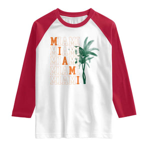 Miami Pride Palm Tree Graphic Raglan Shirt Orange and Green Tropical City Vibes TS02 White Red Print Your Wear