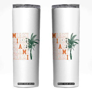 Miami Pride Palm Tree Graphic Skinny Tumbler Orange and Green Tropical City Vibes TS02 White Print Your Wear