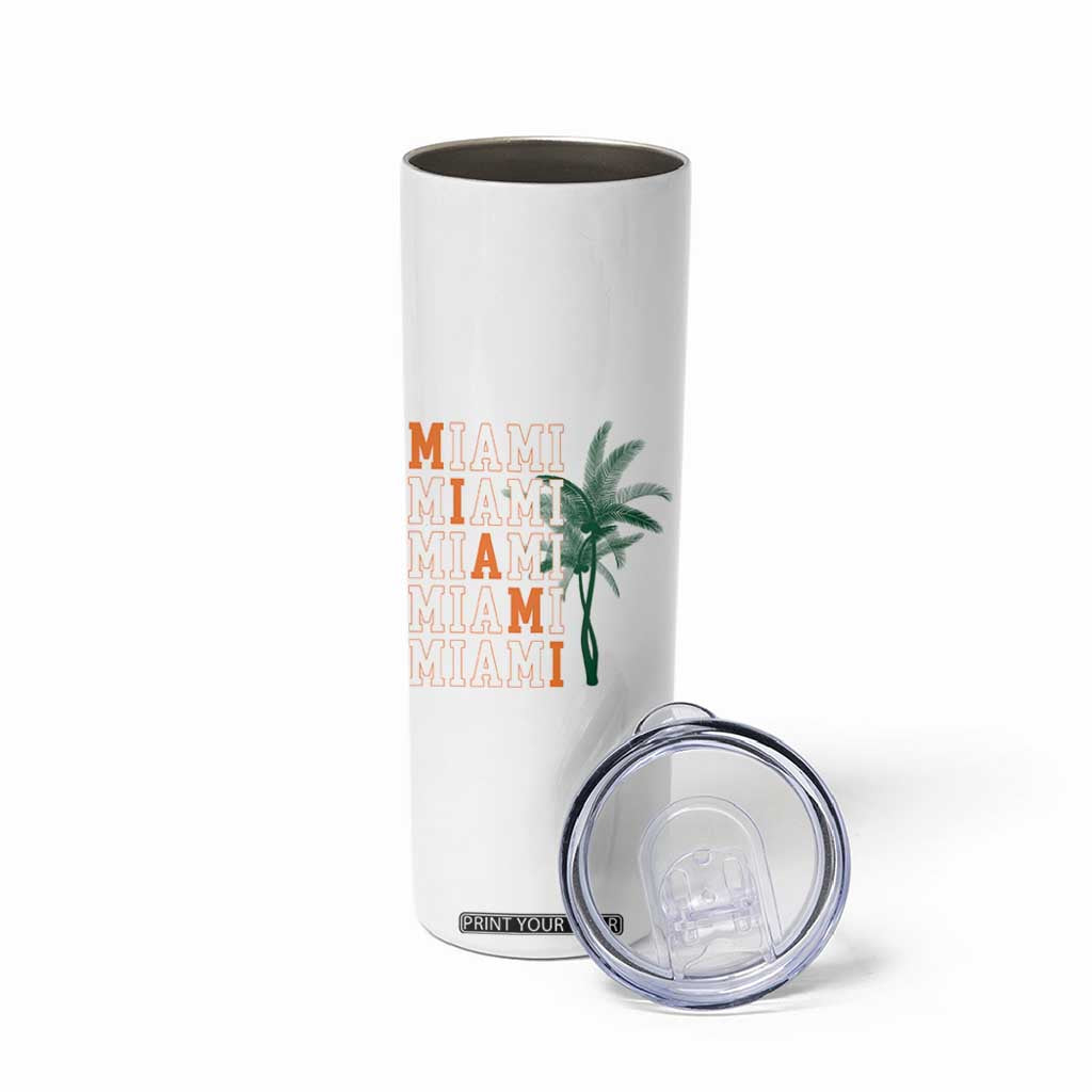 Miami Pride Palm Tree Graphic Skinny Tumbler Orange and Green Tropical City Vibes TS02 Print Your Wear