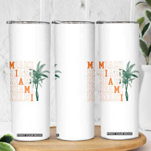 Miami Pride Palm Tree Graphic Skinny Tumbler Orange and Green Tropical City Vibes TS02 Print Your Wear
