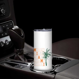 Miami Pride Palm Tree Graphic Skinny Tumbler Orange and Green Tropical City Vibes TS02 Print Your Wear