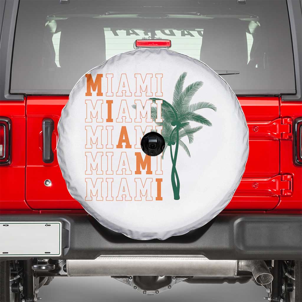 Miami Pride Palm Tree Graphic Spare Tire Cover Orange and Green Tropical City Vibes TS02 White Print Your Wear