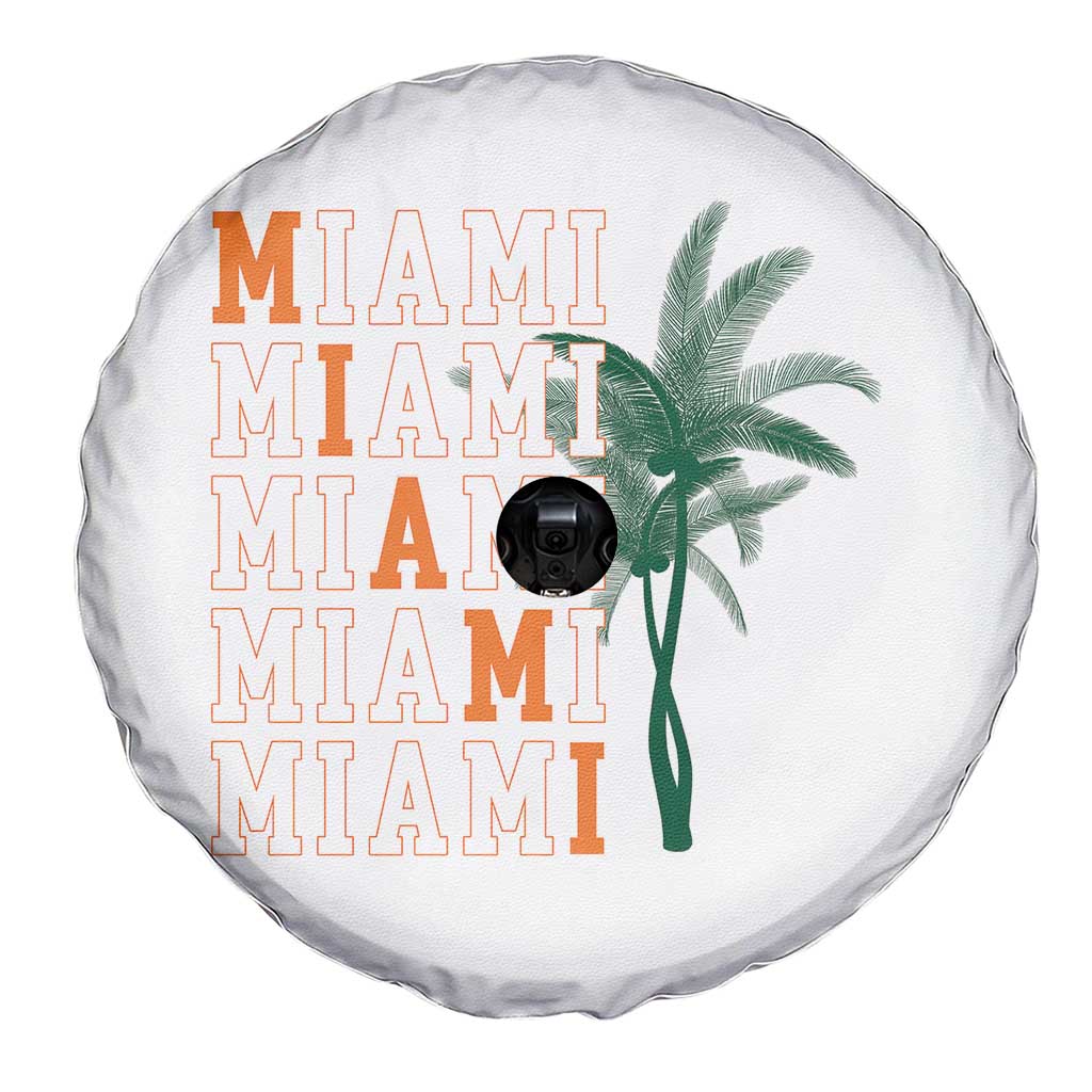 Miami Pride Palm Tree Graphic Spare Tire Cover Orange and Green Tropical City Vibes TS02 Print Your Wear