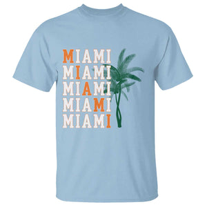 Miami Pride Palm Tree Graphic T Shirt Orange and Green Tropical City Vibes TS02 Light Blue Print Your Wear