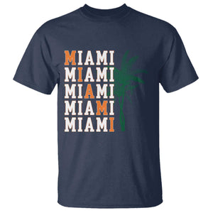 Miami Pride Palm Tree Graphic T Shirt Orange and Green Tropical City Vibes TS02 Navy Print Your Wear