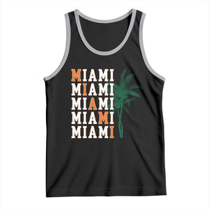 Miami Pride Palm Tree Graphic Tank Top Orange and Green Tropical City Vibes TS02 Black Athletic Heather Print Your Wear