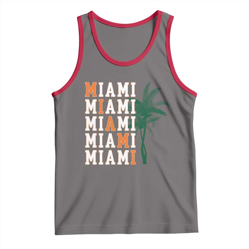 Miami Pride Palm Tree Graphic Tank Top Orange and Green Tropical City Vibes TS02 Deep Heather Red Print Your Wear