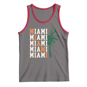 Miami Pride Palm Tree Graphic Tank Top Orange and Green Tropical City Vibes TS02 Deep Heather Red Print Your Wear