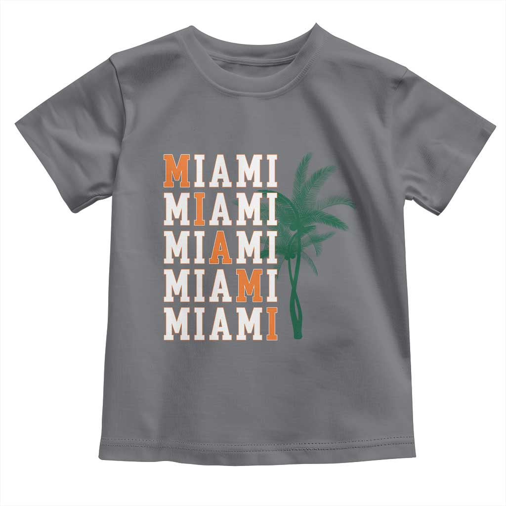Miami Pride Palm Tree Graphic Toddler T Shirt Orange and Green Tropical City Vibes TS02 Charcoal Print Your Wear