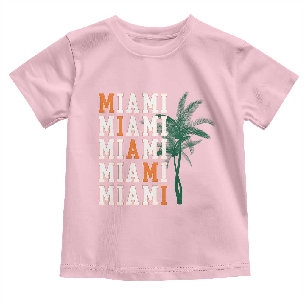 Miami Pride Palm Tree Graphic Toddler T Shirt Orange and Green Tropical City Vibes TS02 Light Pink Print Your Wear