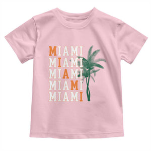 Miami Pride Palm Tree Graphic Toddler T Shirt Orange and Green Tropical City Vibes TS02 Light Pink Print Your Wear